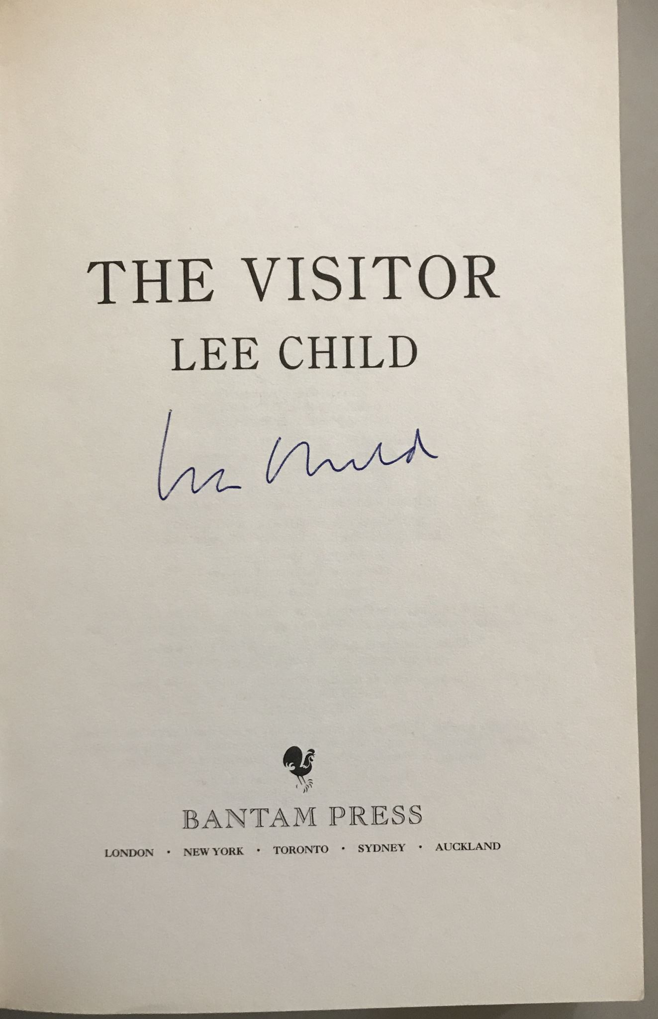 Lee Child The Visitor Personally Autographed Signed