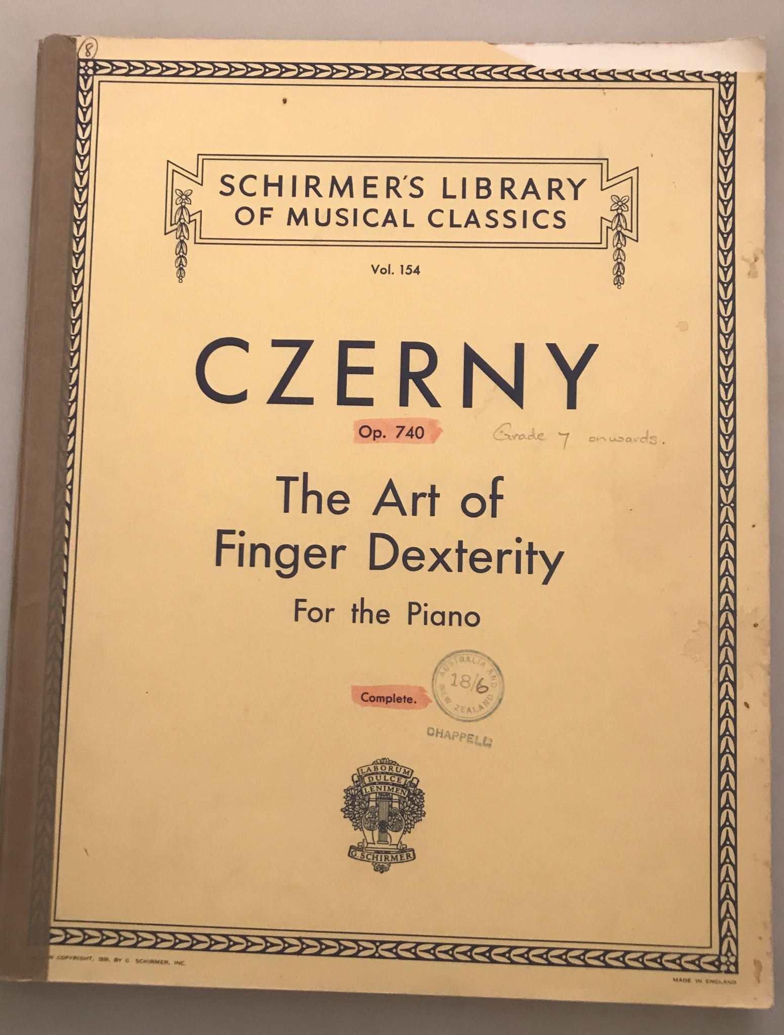 Czerny Op 740 The Art of Finger Dexterity for the Piano
