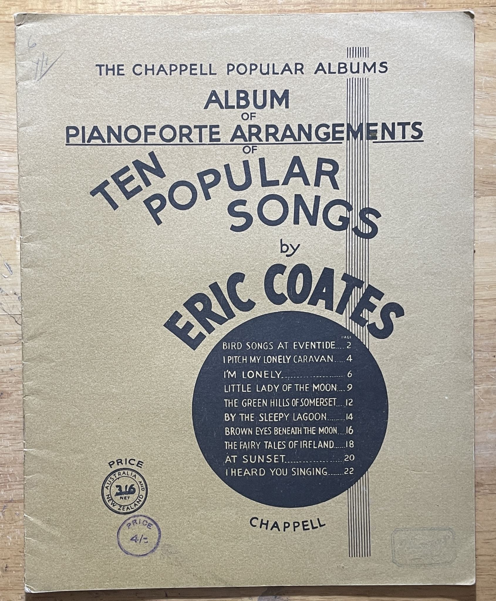 Album of Pianoforte Arrangements of Ten Popular Songs by Eric Coates