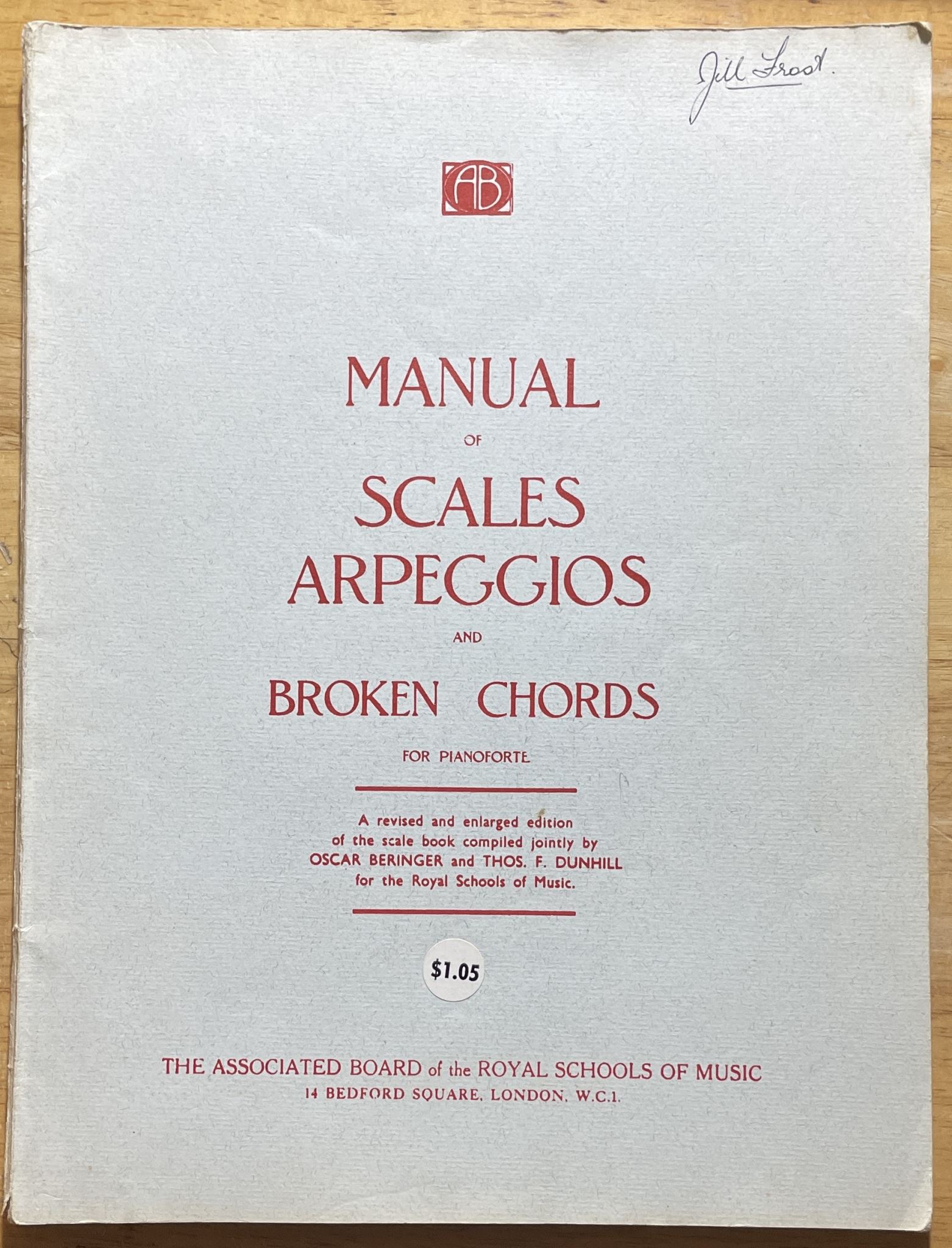 Manual of Scales Arpeggios and Broken Chords for Pianoforte