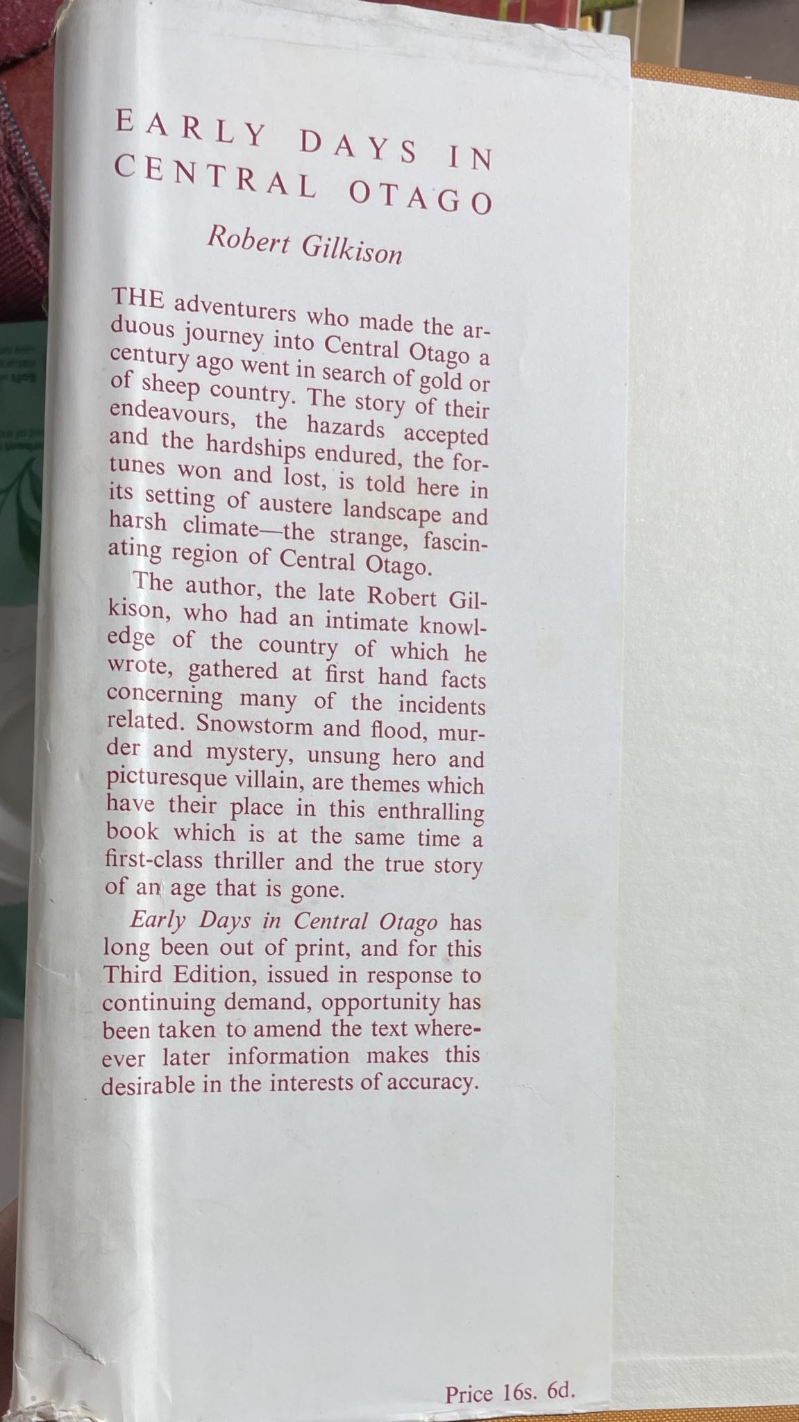 Early Days in Central Otago by Robert Gilkison