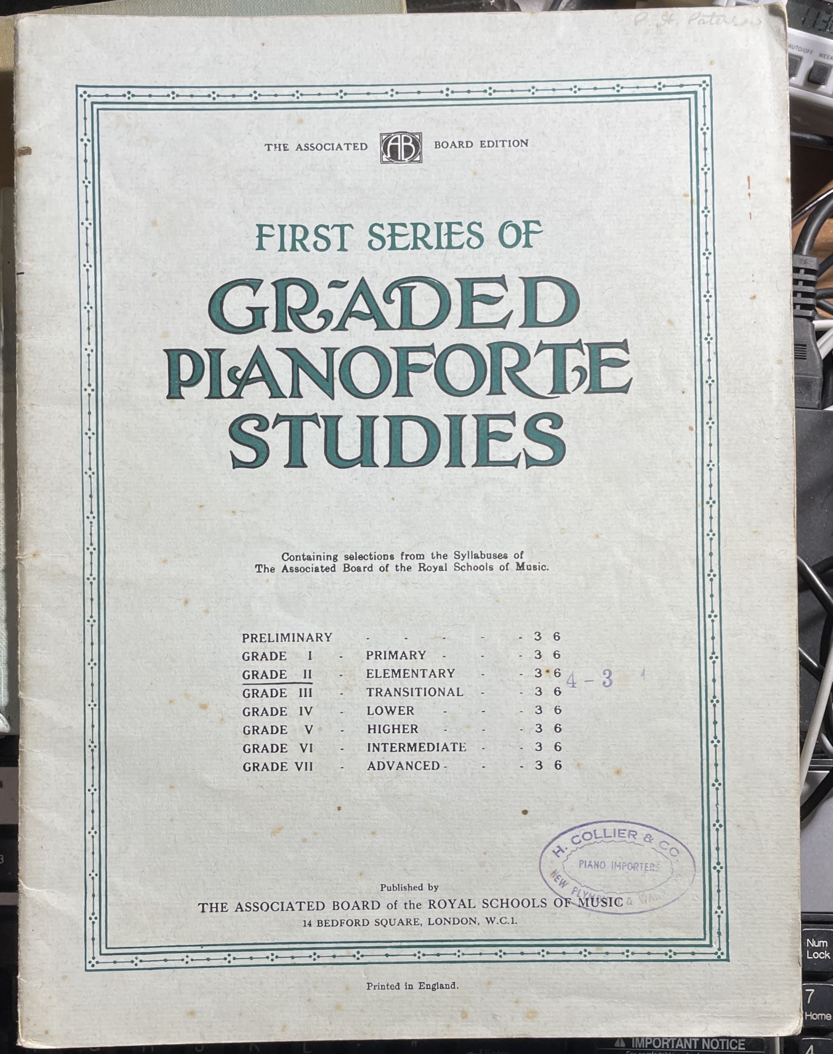 First Series of Graded Pianoforte Studies Grade II Elementary