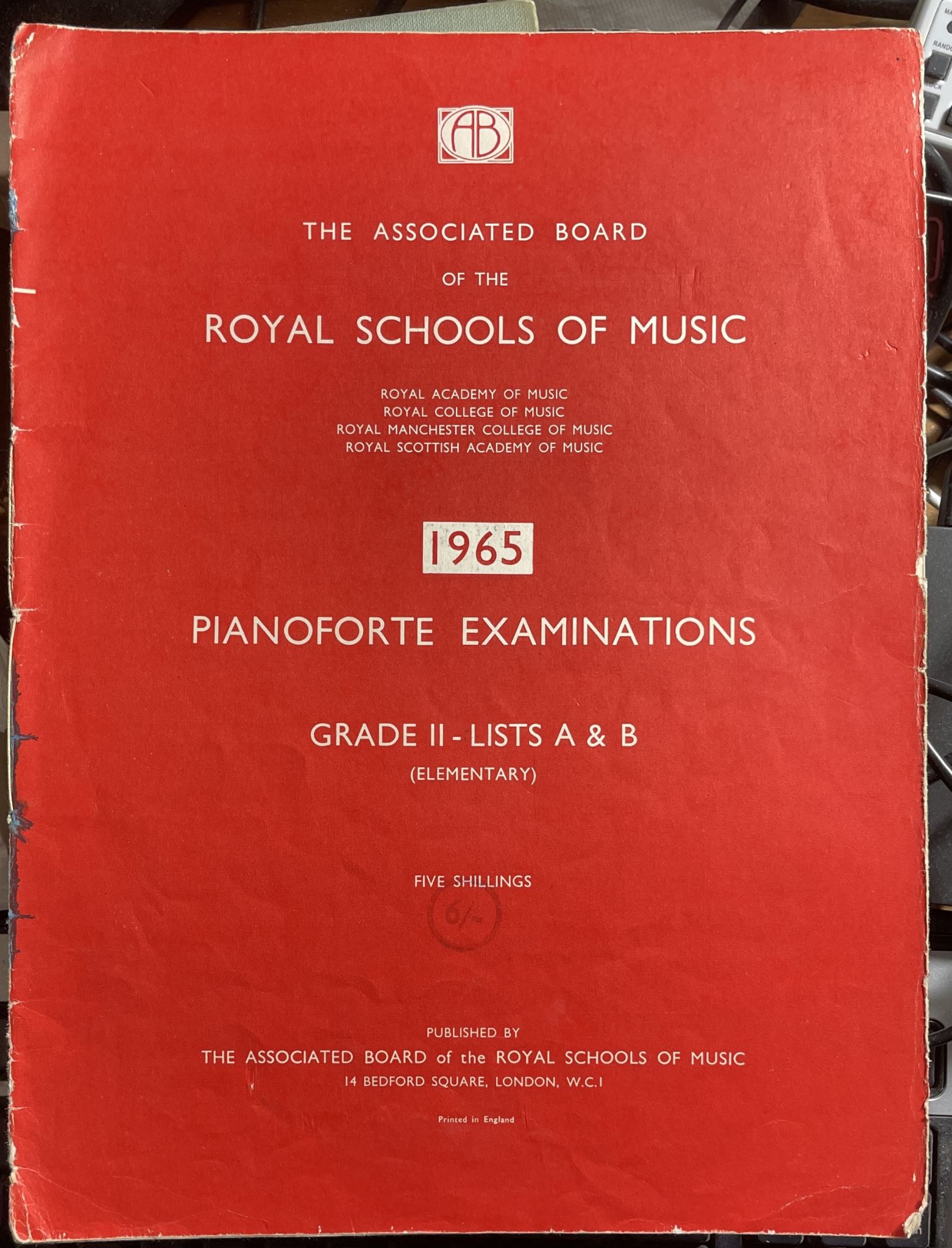 ABRSM 1965 Pianoforte Examinations Grade II Lists A & B Elementary