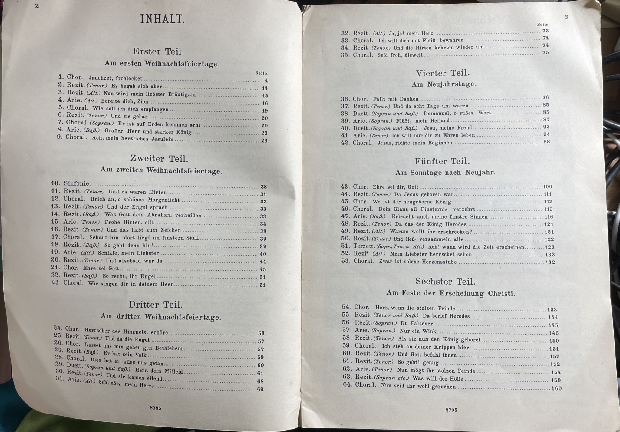 Edition Peters Nr 38 Bach Weihnachts Oratorium Klavier Auszug