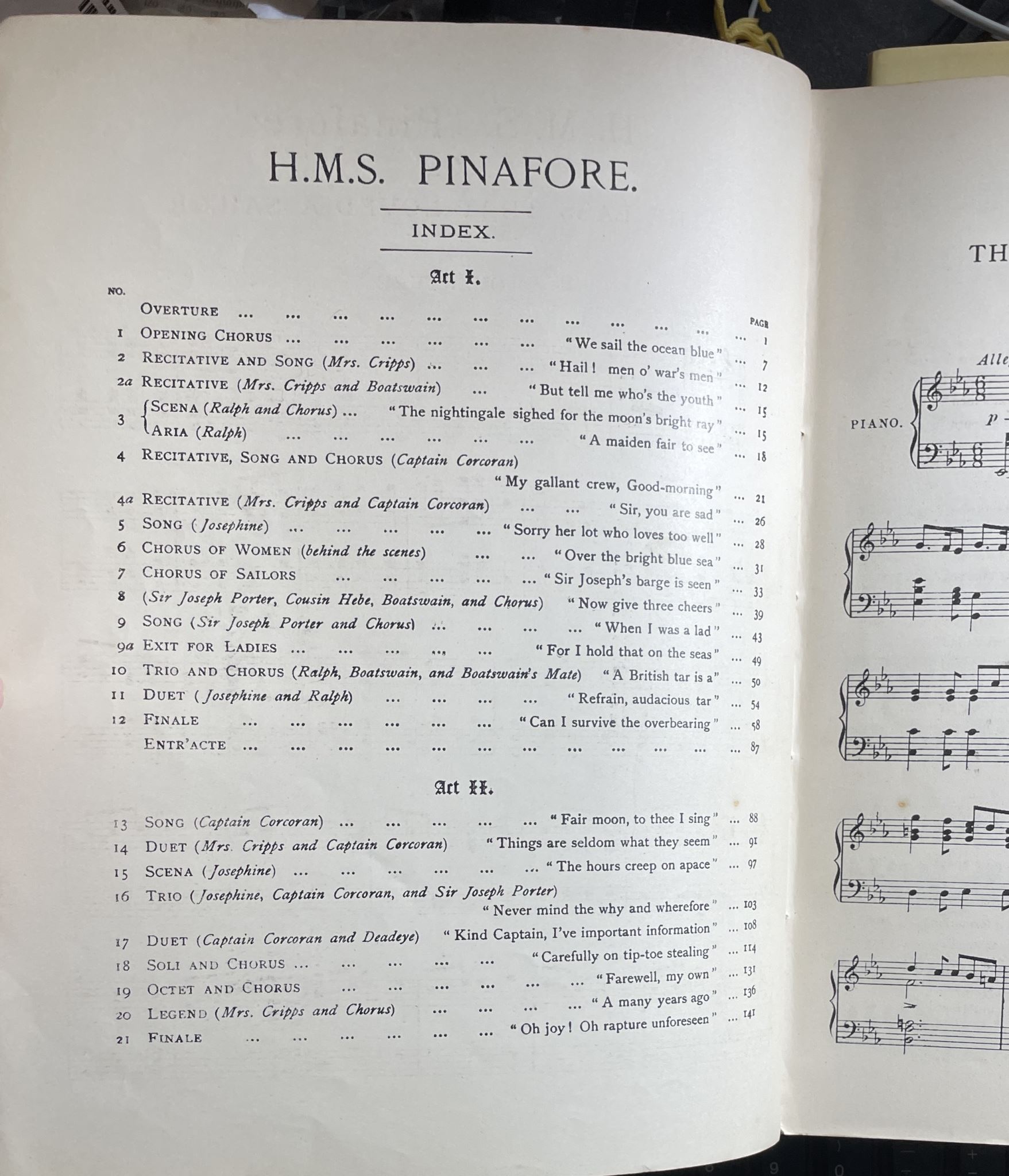 H. M. S. Pinafore or The Lass That Loved a Sailor Vocal Score