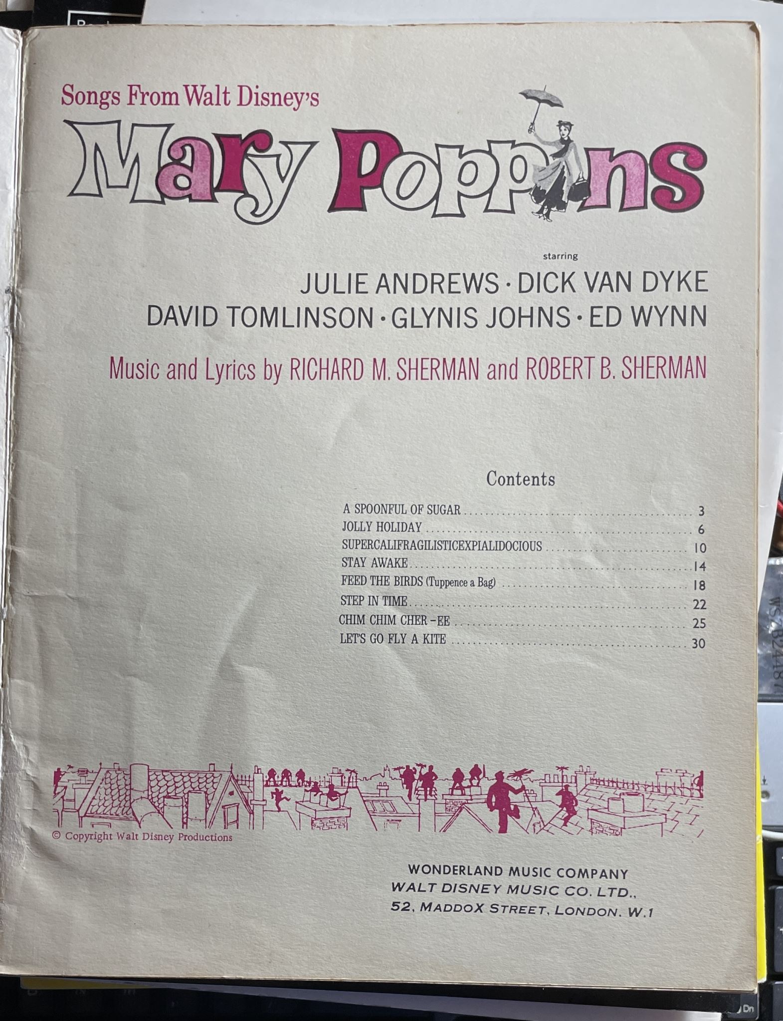 Mary Poppins Souvenir Song Album Songs from Walt Disney's