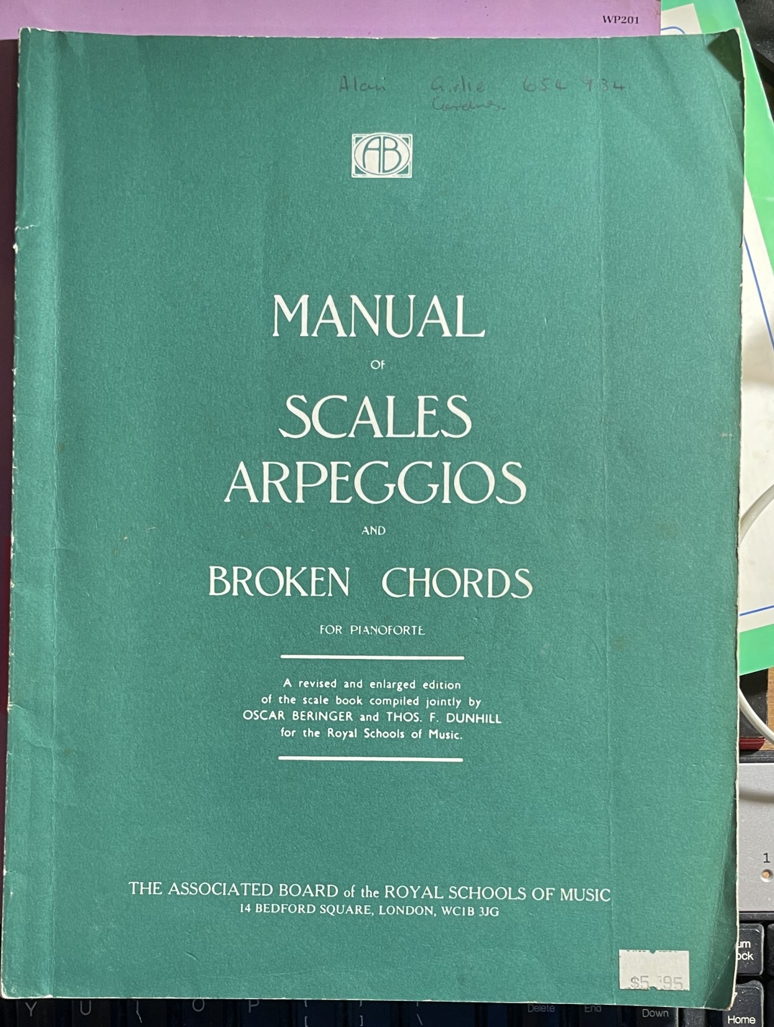 Manual of Scales Arpeggios and Broken Chords for Pianoforte
