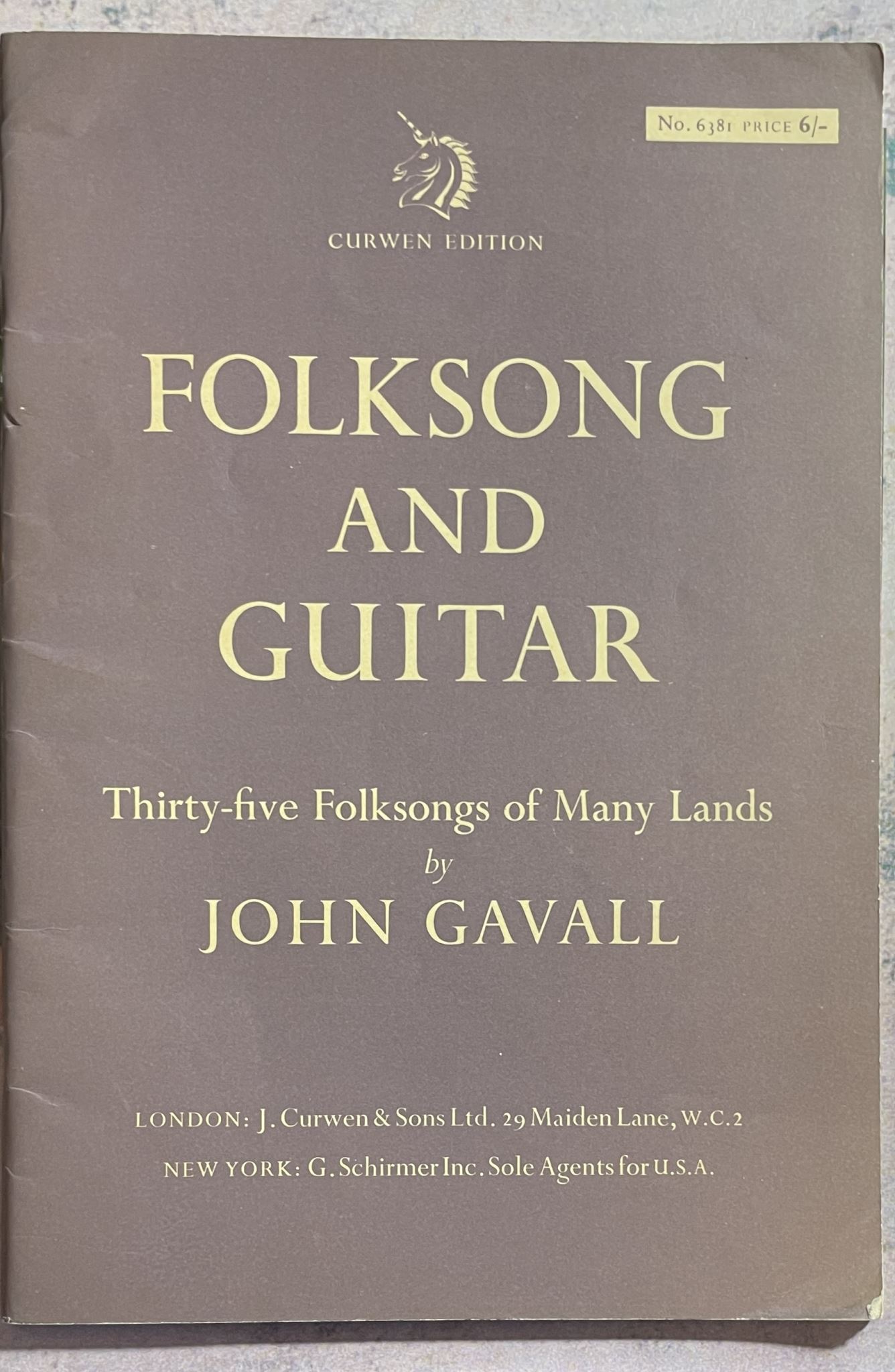 Folksong and Guitar 35 Folksongs of Many Lands by John Gavall