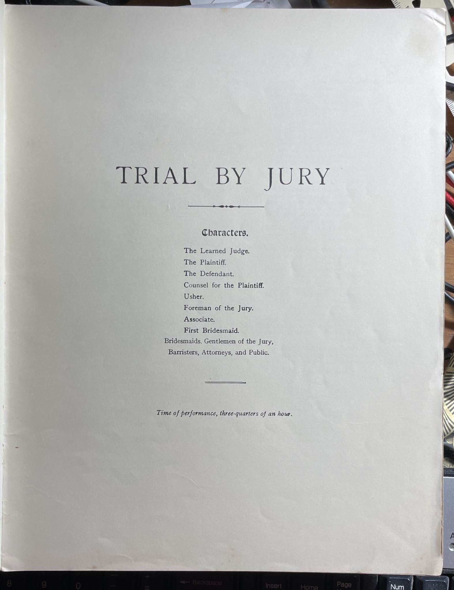 Trial by Jury by W S Gilbert and Arthur Sullivan Vocal Score
