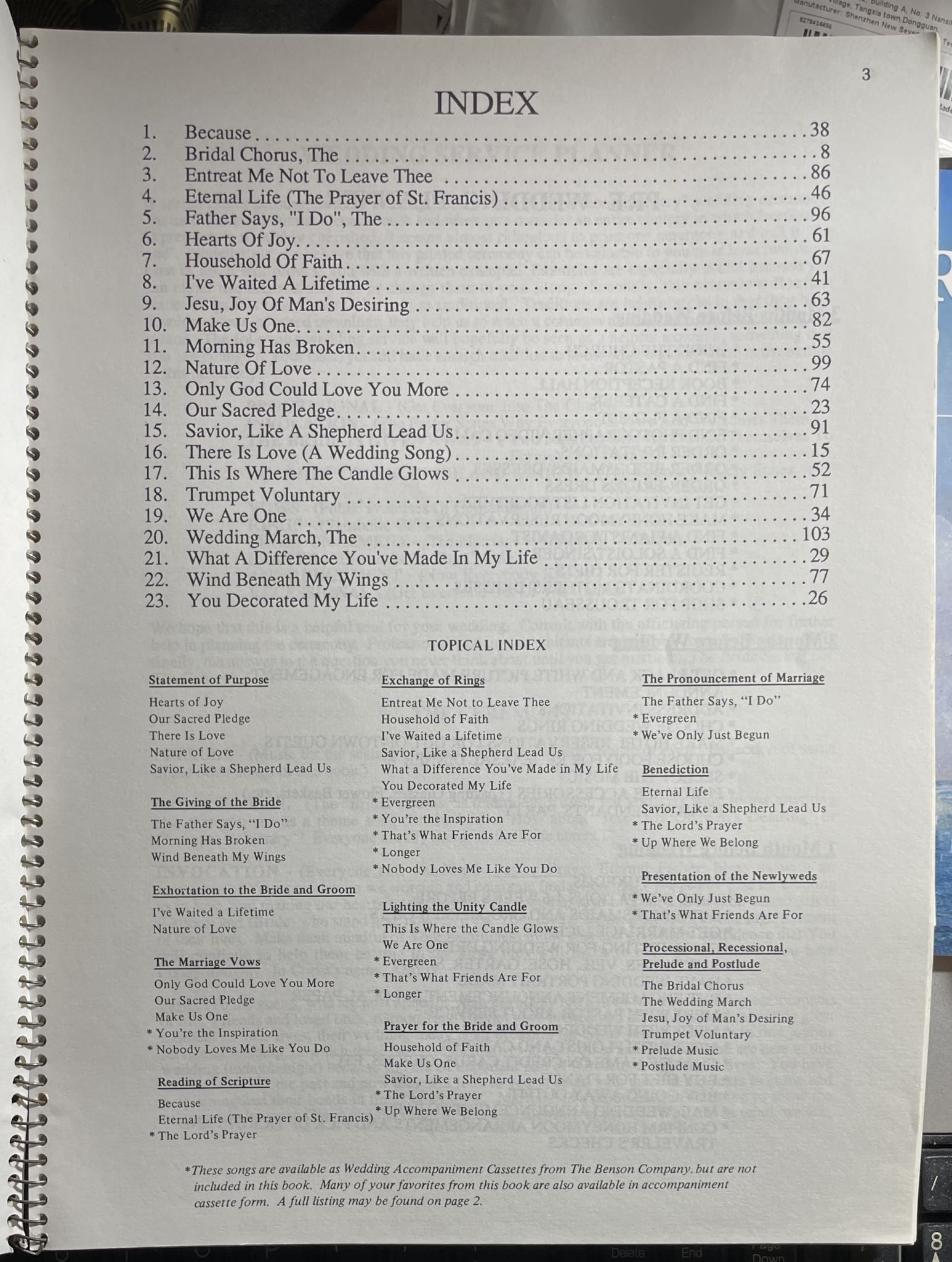 Wedding Music Songbook Volume 1 featruing the wedding ceremony planner
