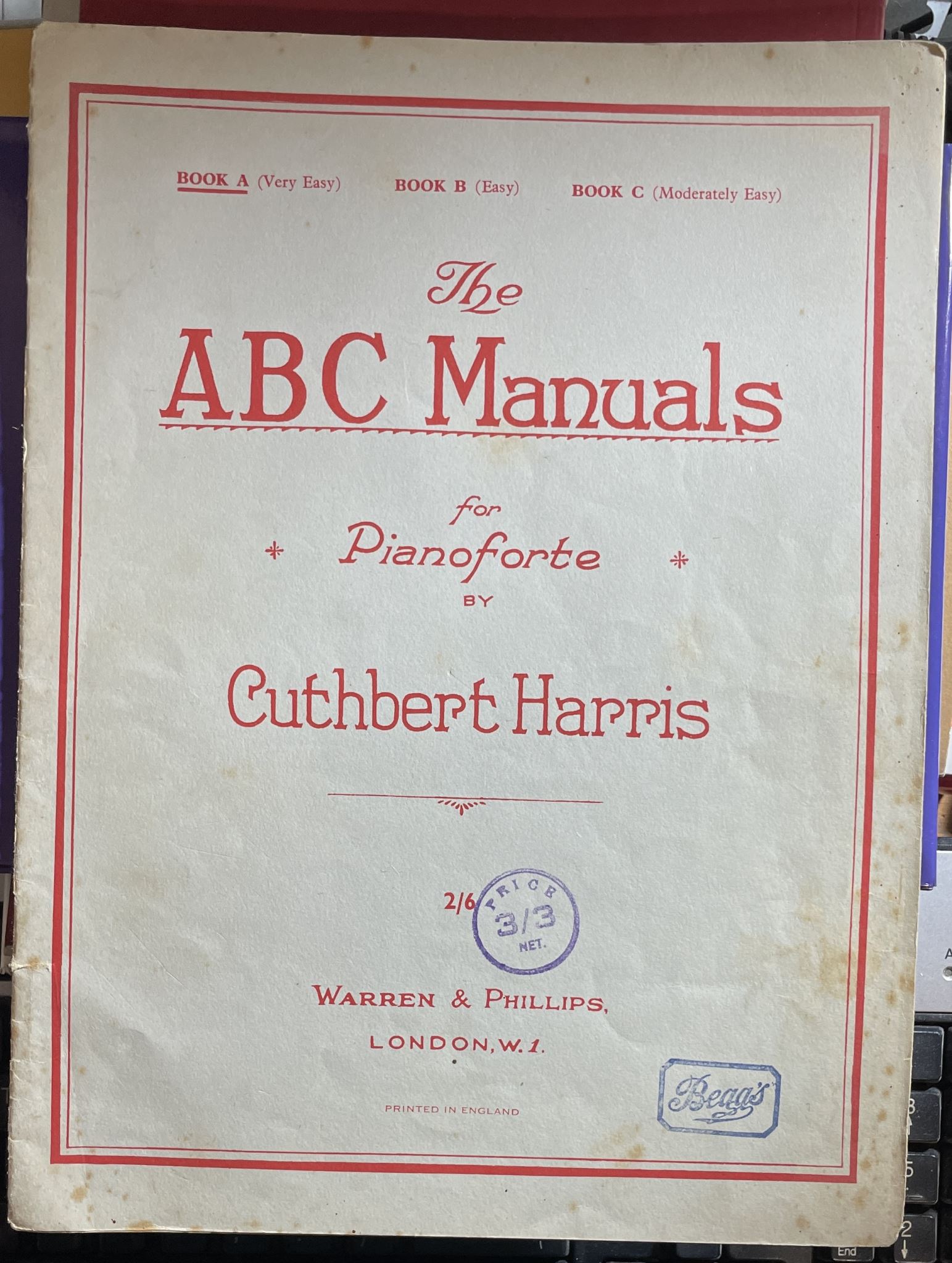 The ABC Manual for Pianoforte Book A by Cuthbert Harris