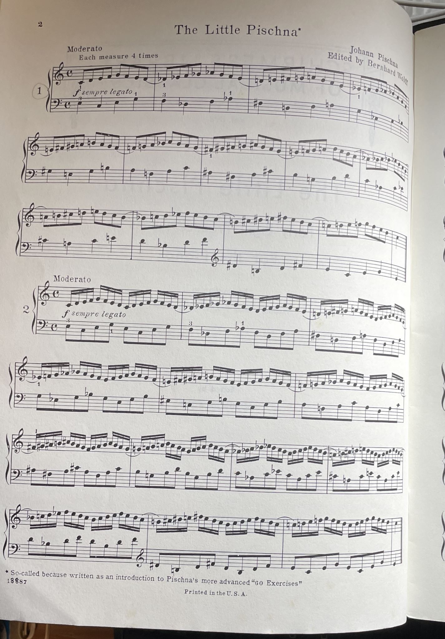 The Little Pischna (48 Practice Pieces) Schirmer Library of Classics Volume 898