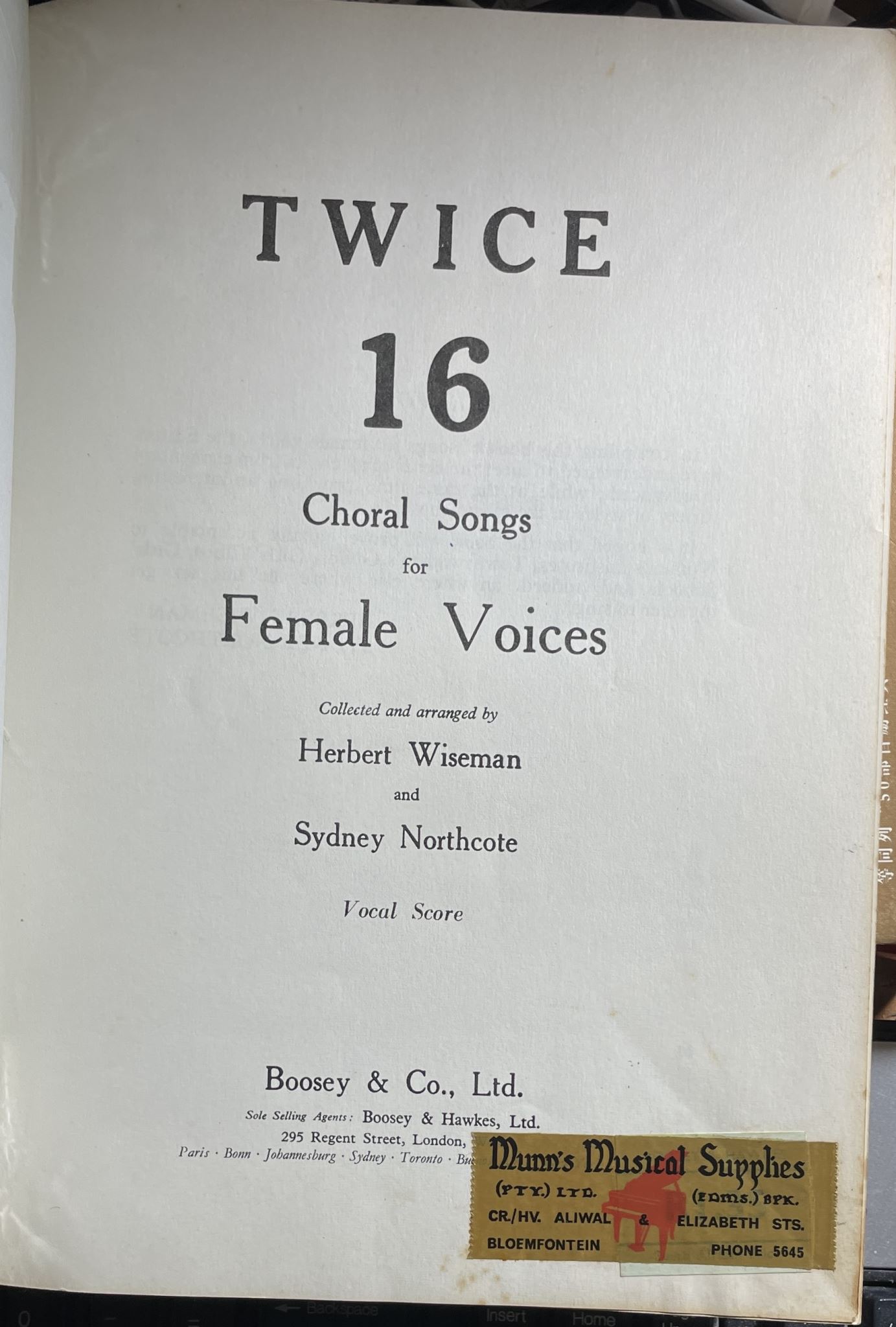 Twice 16 Choral Songs for Female Voices