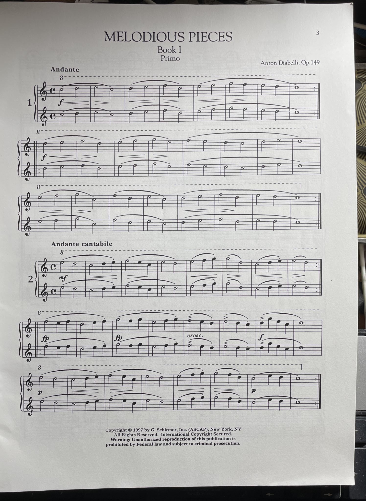 Anton Diabelli Melodious Pieces Piano 4 Hands Op. 149: Piano Due