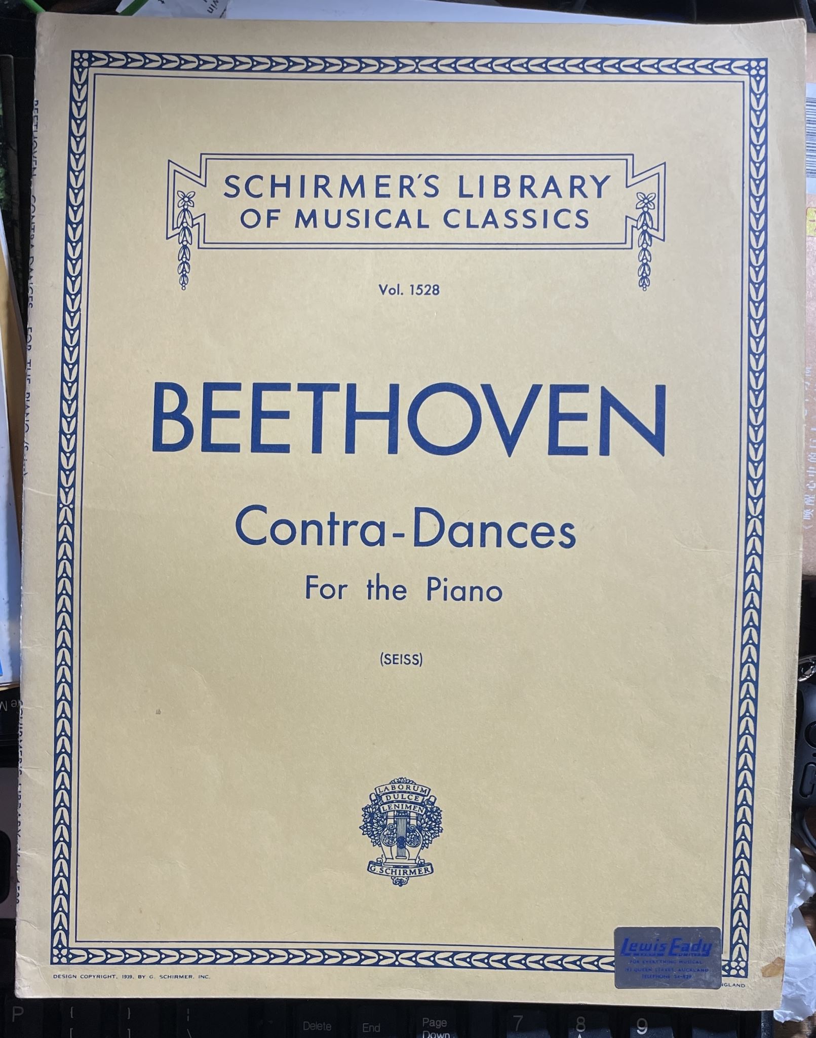 Schirmer's Library of Music Classics Vol 1528 Beethoven Contra-Dances For Piano