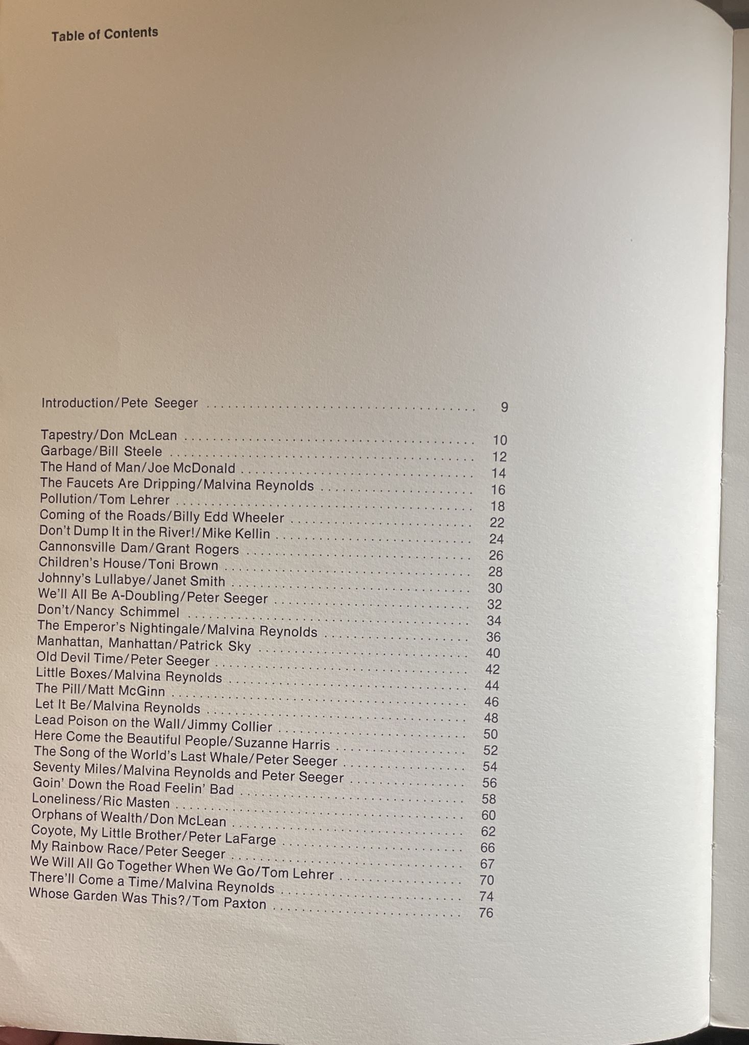 The Sierra Club Survival Songbook