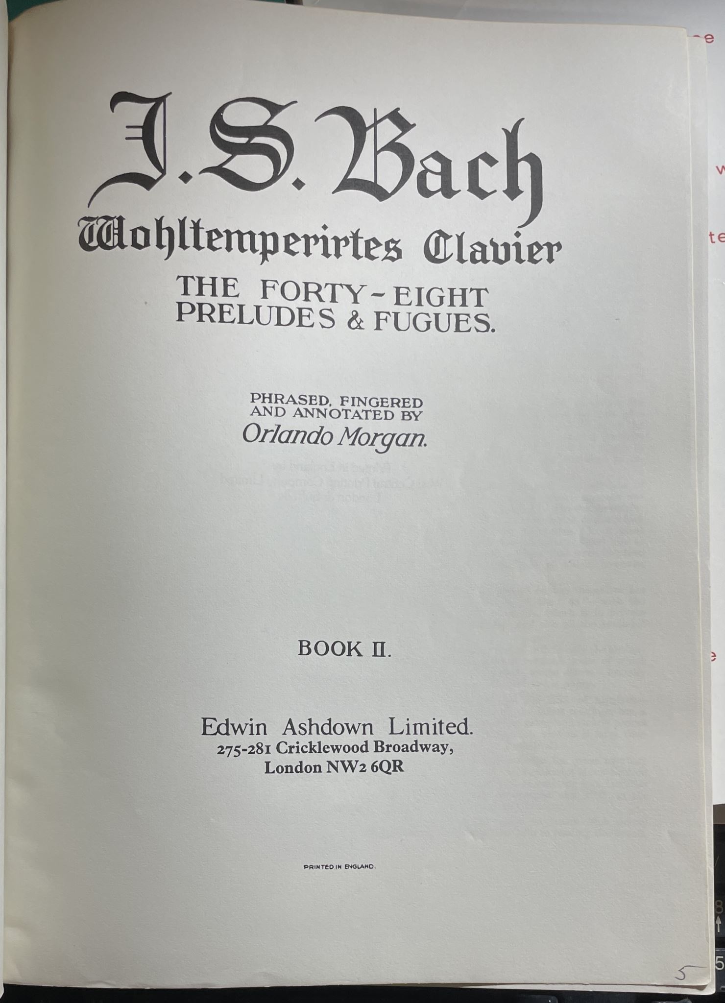 J. S. Bach Wohltemperiertes Klavier The Forty-Eight Preludes & Fugues Book 2