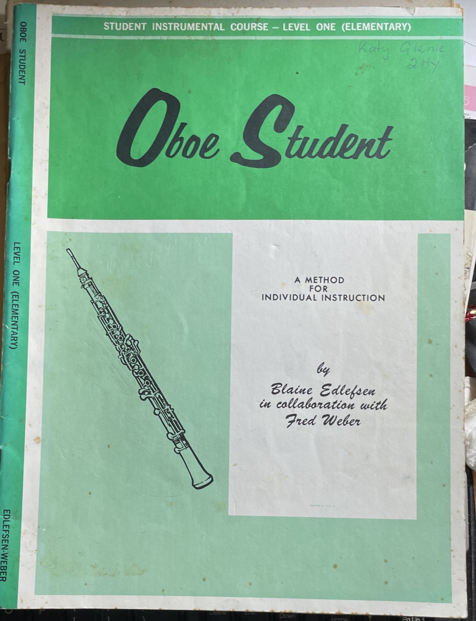 Oboe Student A Method for Individual Instruction Level One Elementary