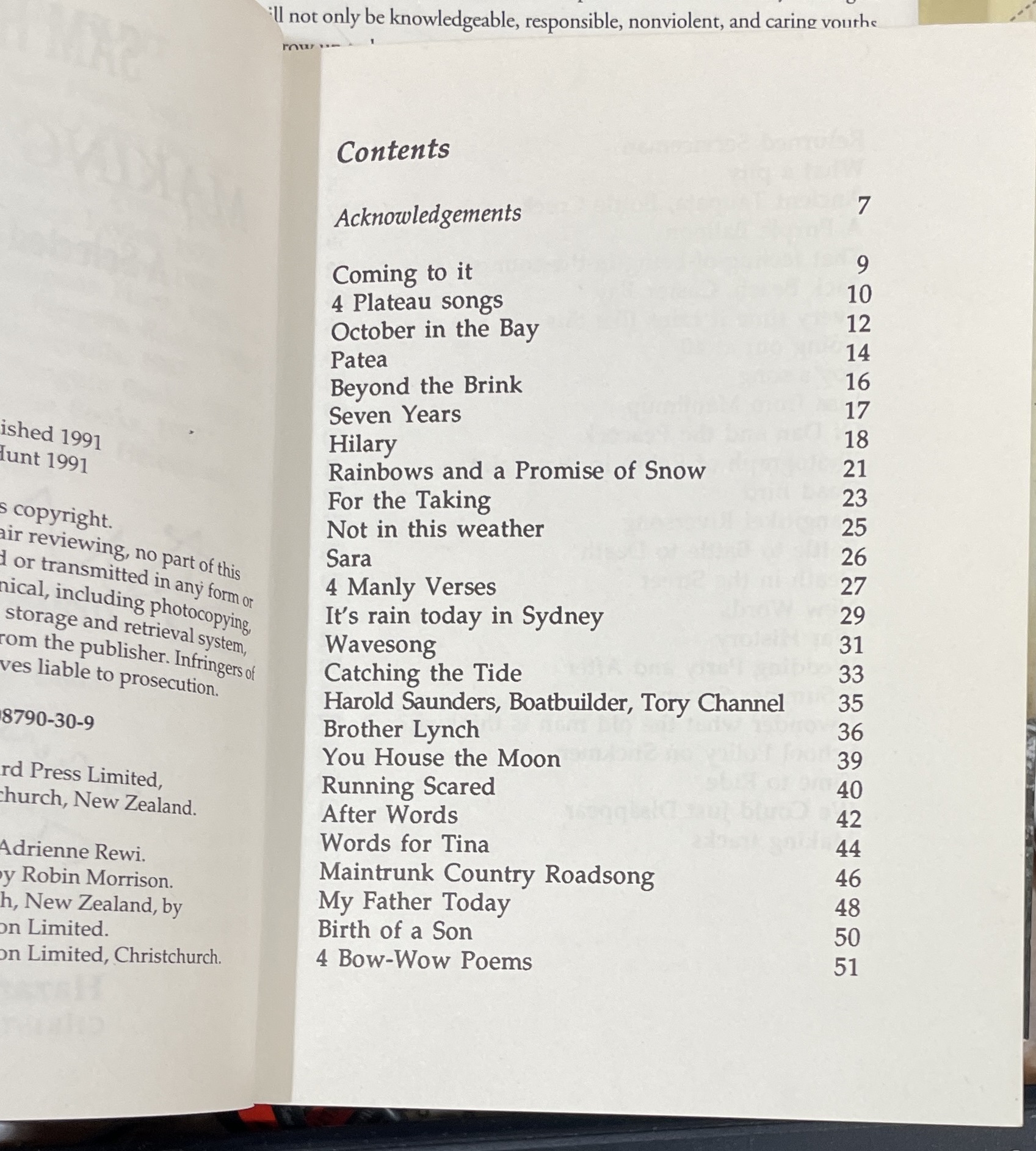 Making Tracks A Selected 50 Poems By Sam Hunt Signed