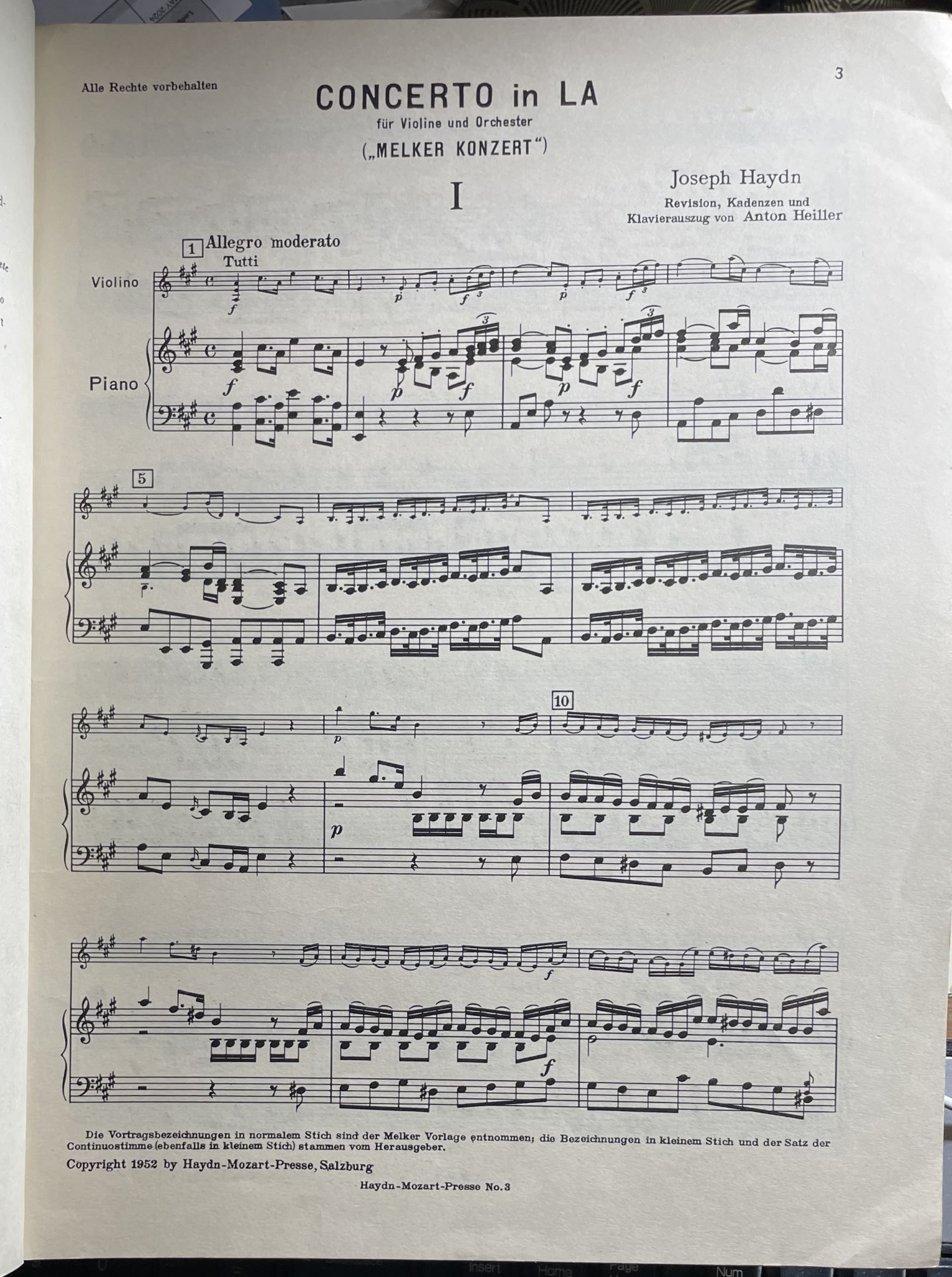 Joseph Haydn Concerto in LA Fur Violine UND Orchester
