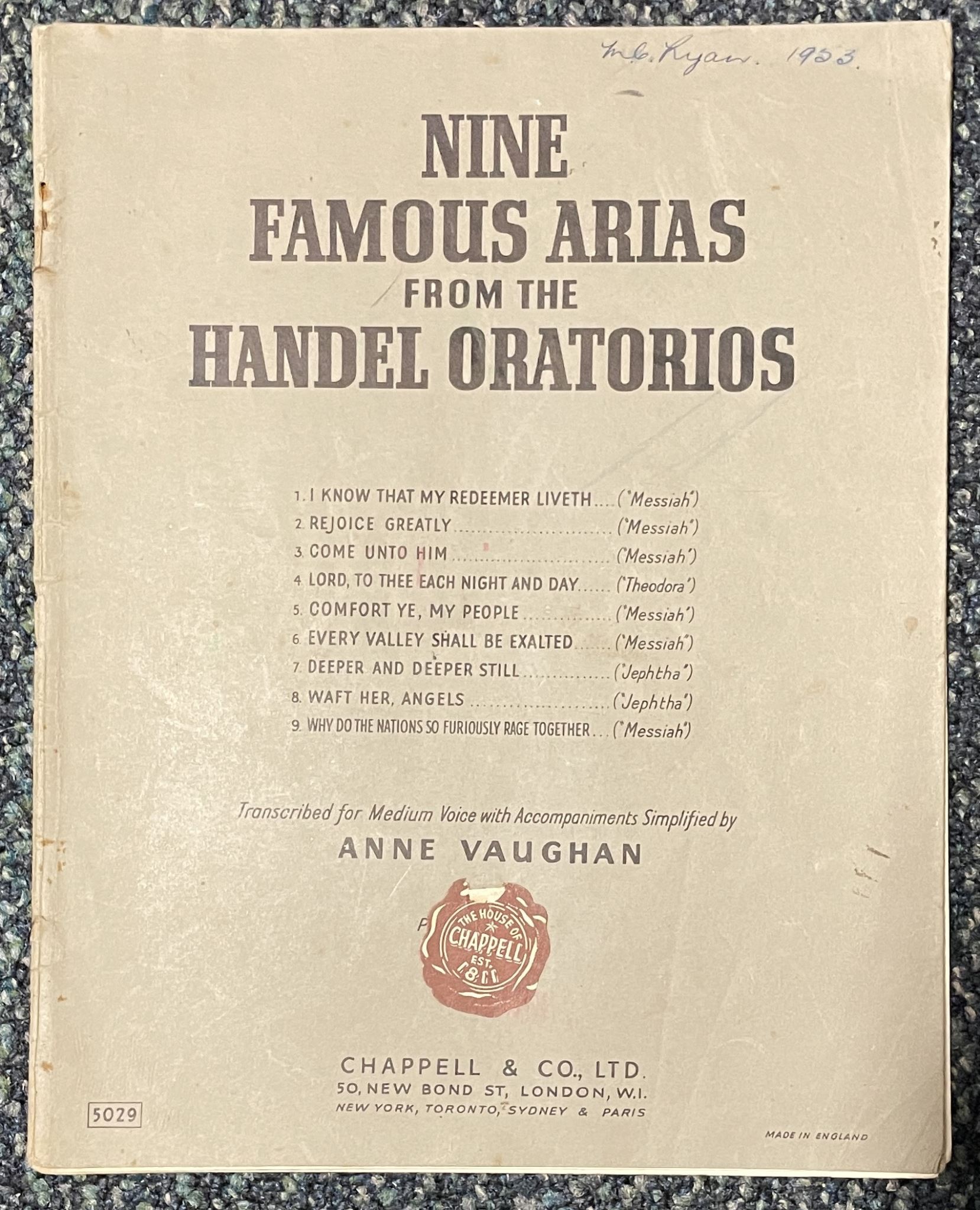 Nine Famous Arias From The Handel Oratorios