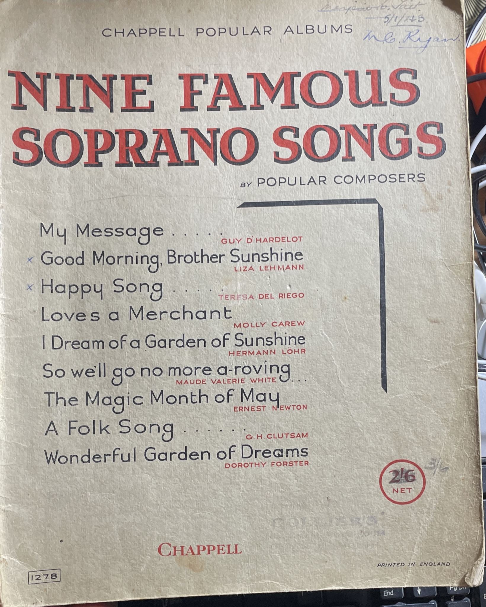 Vintage Nine Famous Soprano Songs by Popular Composers