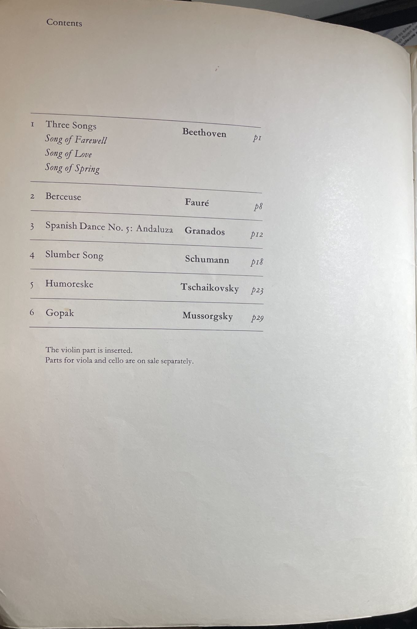 Popular Pieces Arranged by Watson Forbes for Violin or Viola or Cello and Piano