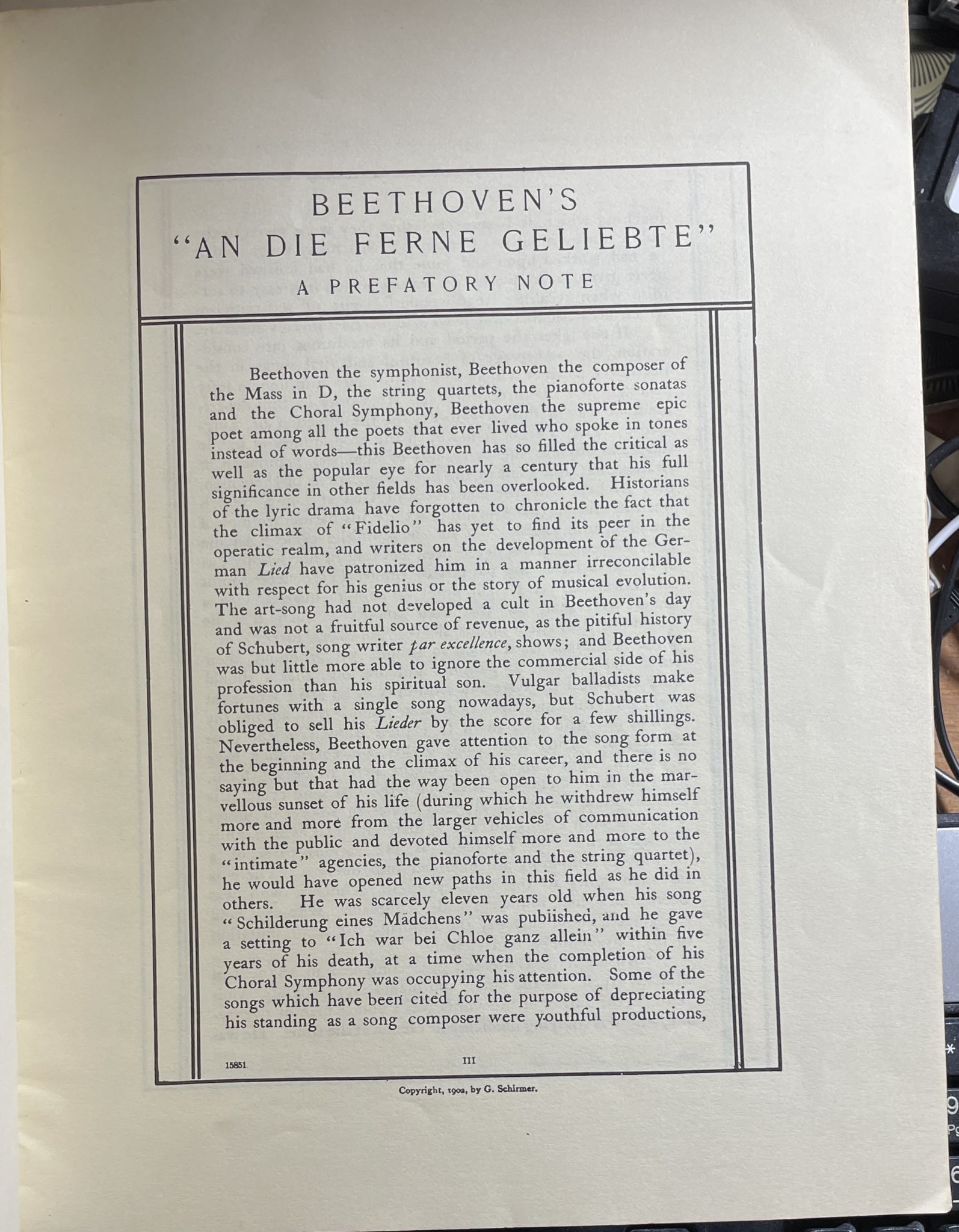 Beethoven Op 98 An Die Ferne Geliebte To the Distant Beloved For High Voice