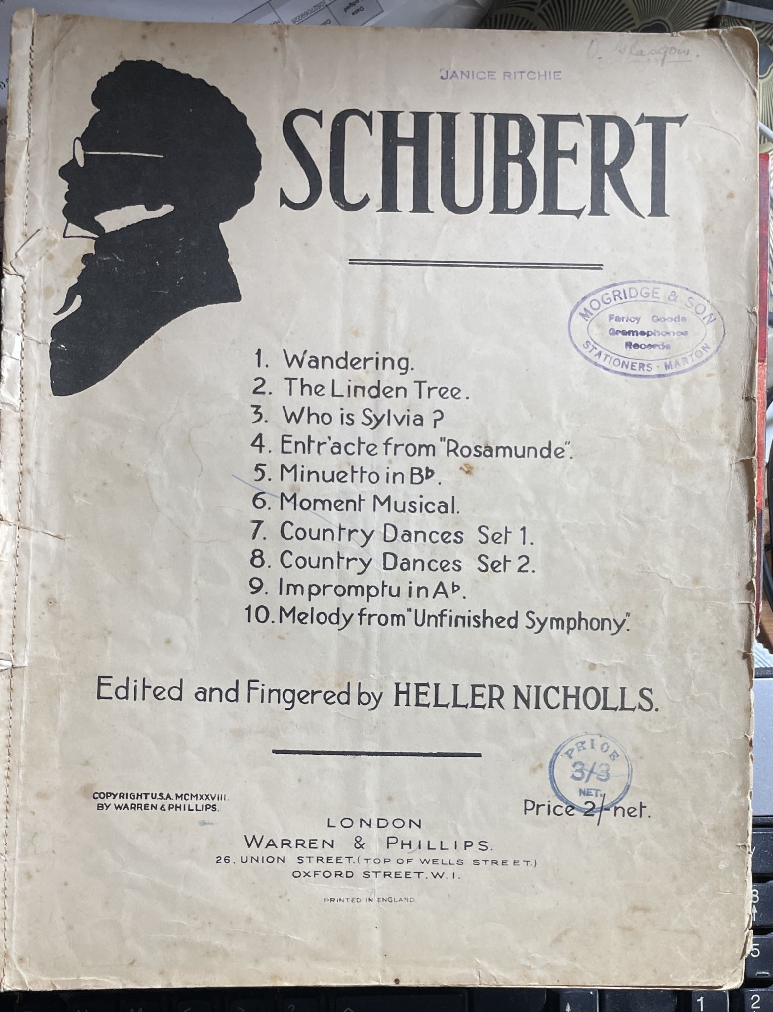 Schubert Edited and Fingered by Heller Nicholls
