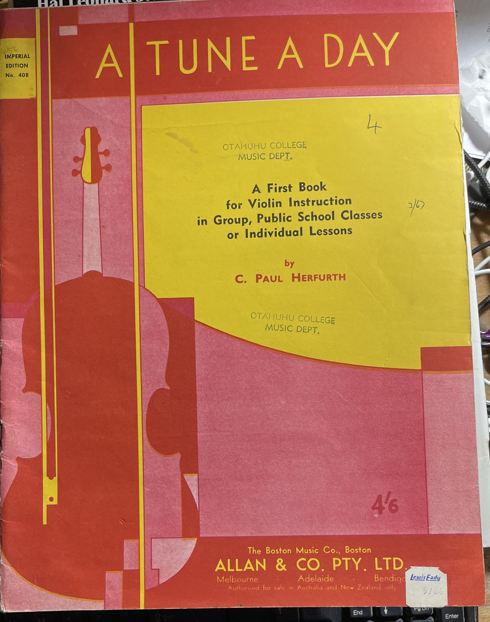 A Tune A Day for Violin Book 1 by C Paul Herfurth