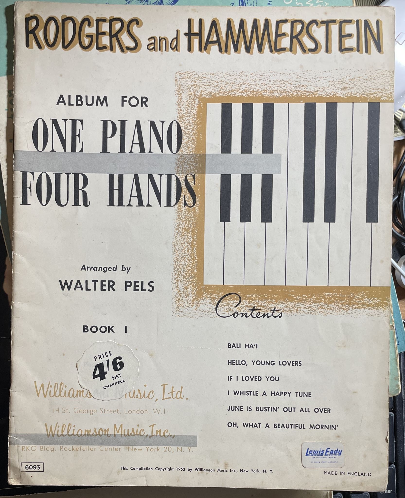 Rodgers and Hammerstein Album for One Piano Four Hands Book I by Walter Pels