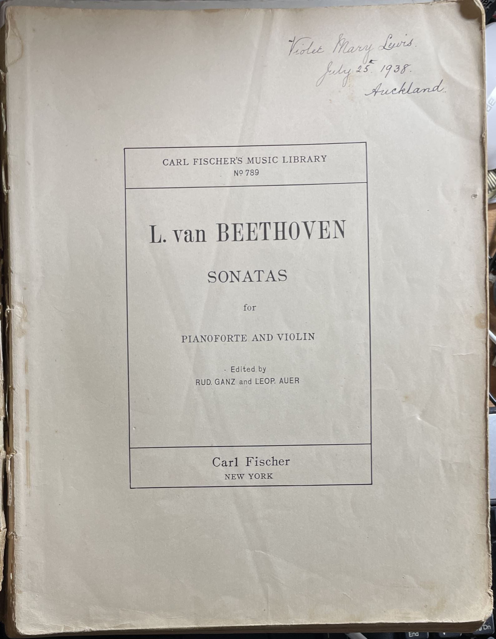 Beethoven Sonatas for Pianoforte and Violin Piano Part No 789