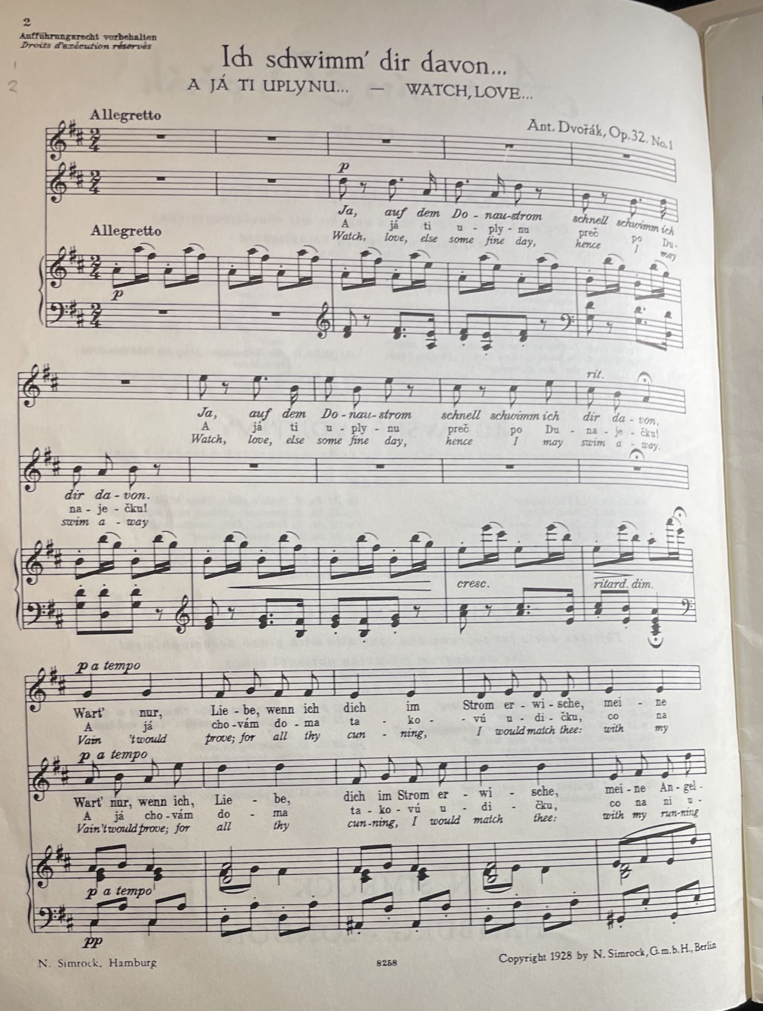 Antonin Dvorak Op 32 Book I and II