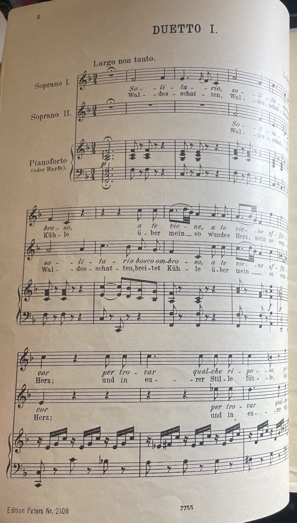 Cherubini Duette fur 2 Soprane mit Klavier Edition Peters Nr 2108