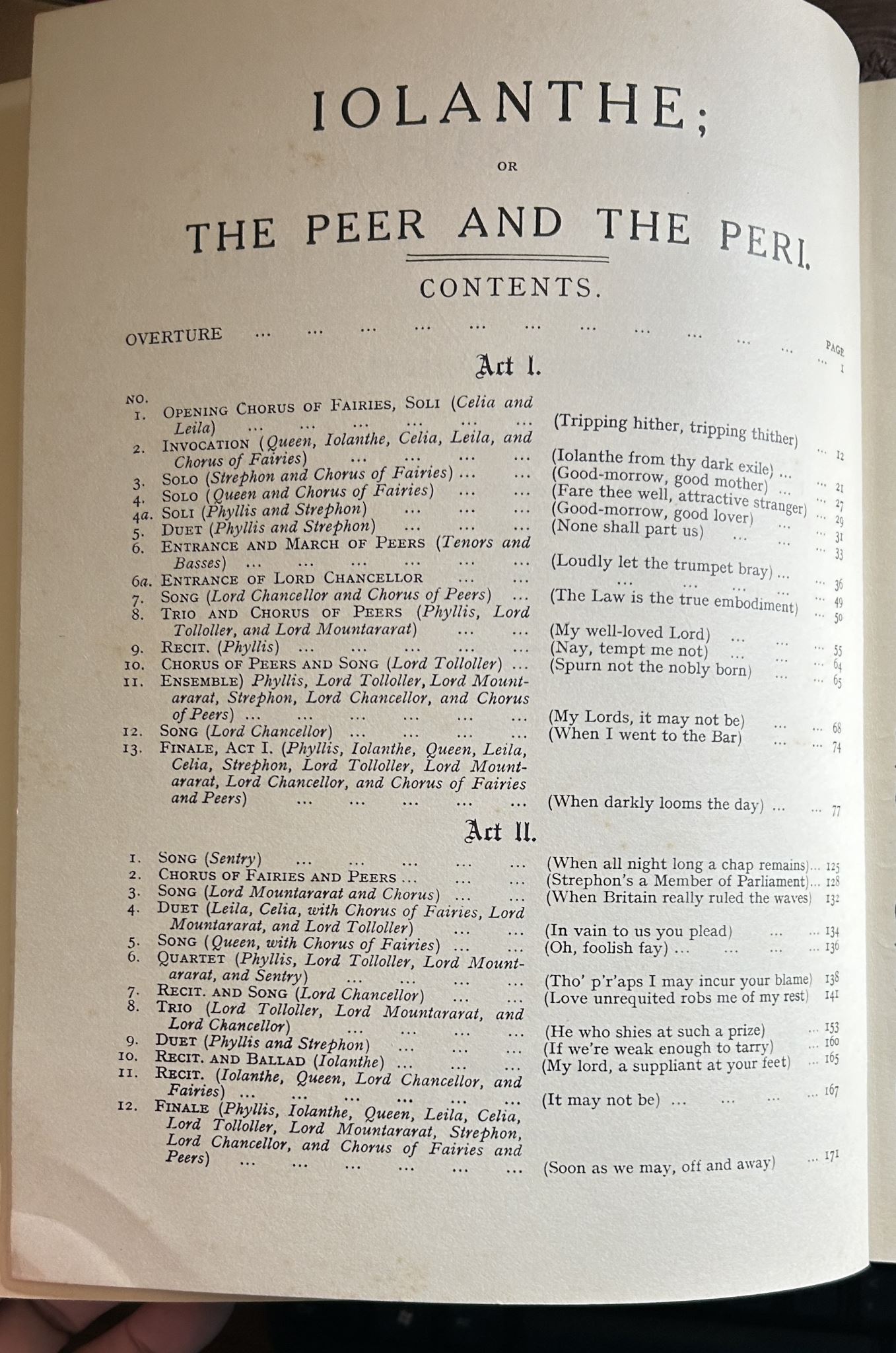 Vocal Score Iolanthe or The Peer and the Peri by W. S. Gilbert, Arthur Sullivan
