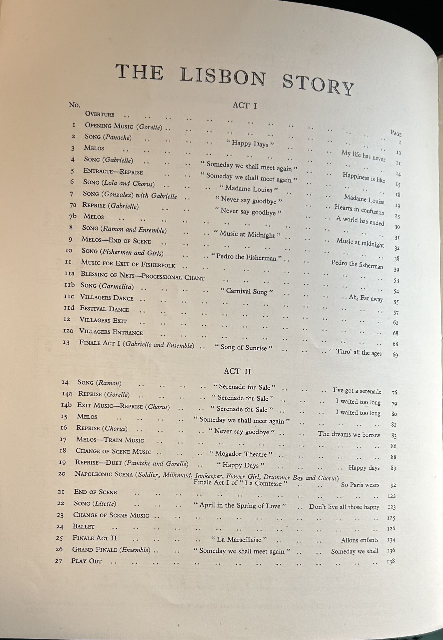 The Lisbon Story Book & Lyrics by Harold Purcell, Music by Harry Parr Davies