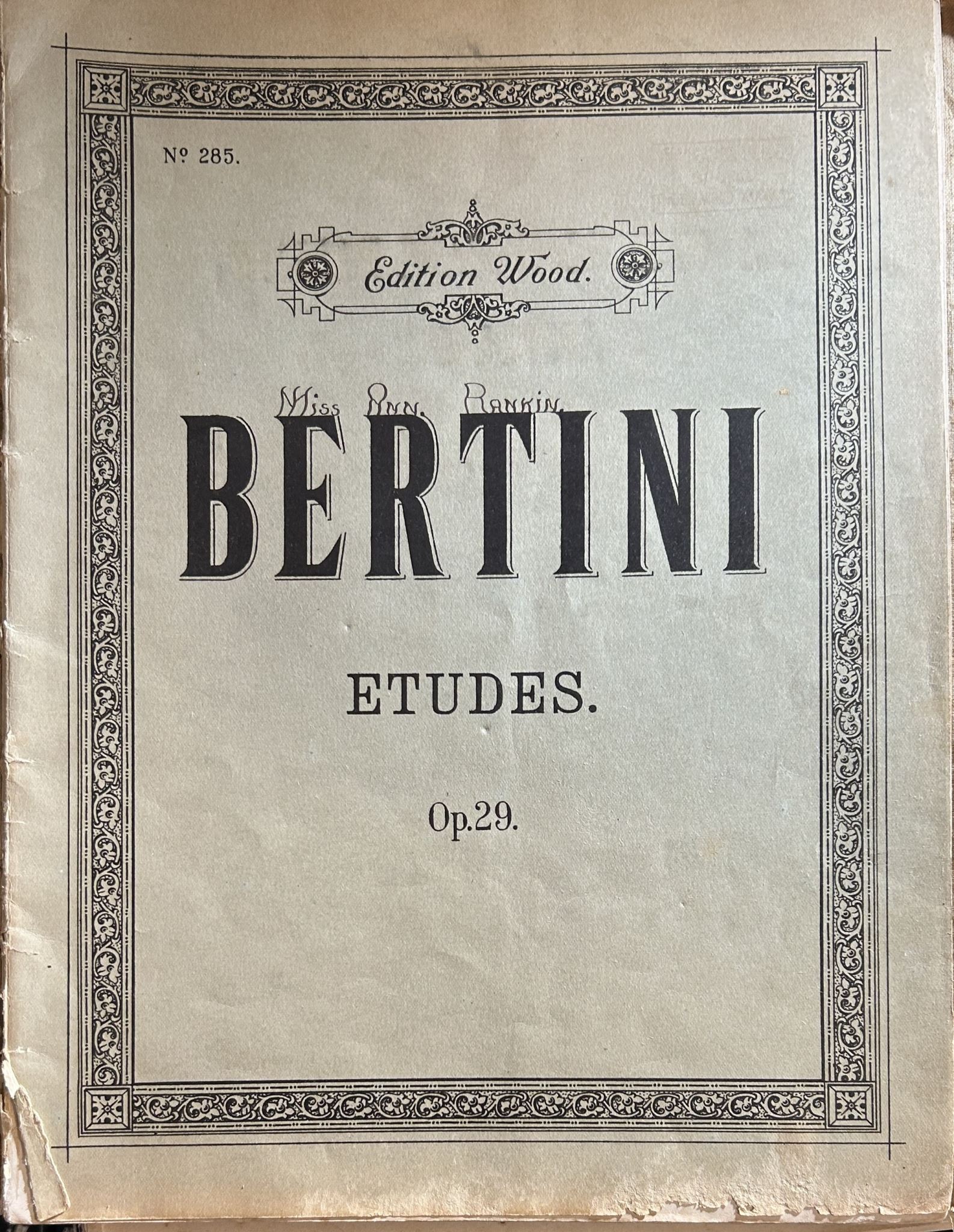 Bertini Etudes Op 29 Edition Wood No 285