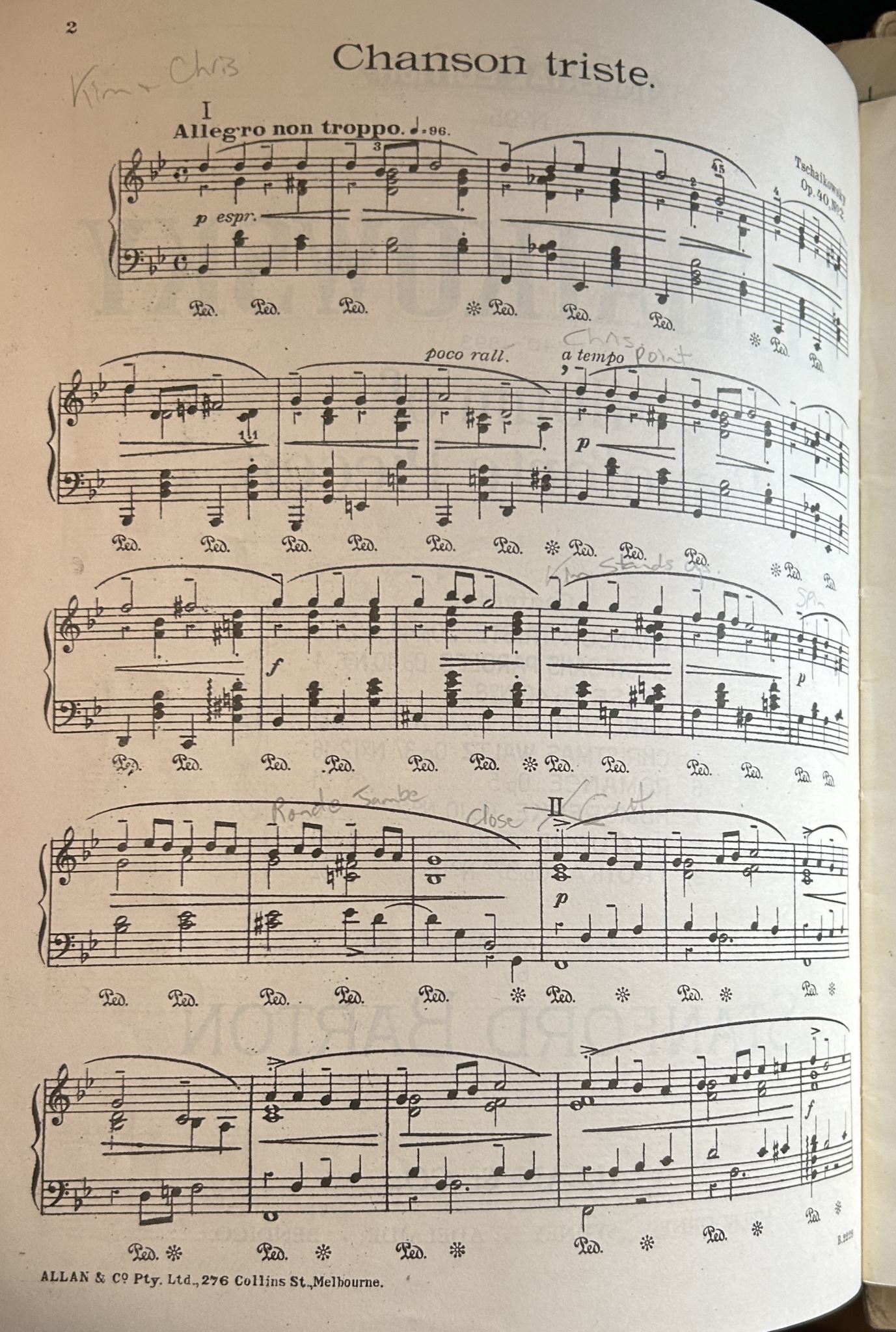 Tschaikowsky Album for Piano Imperial Edition No 95