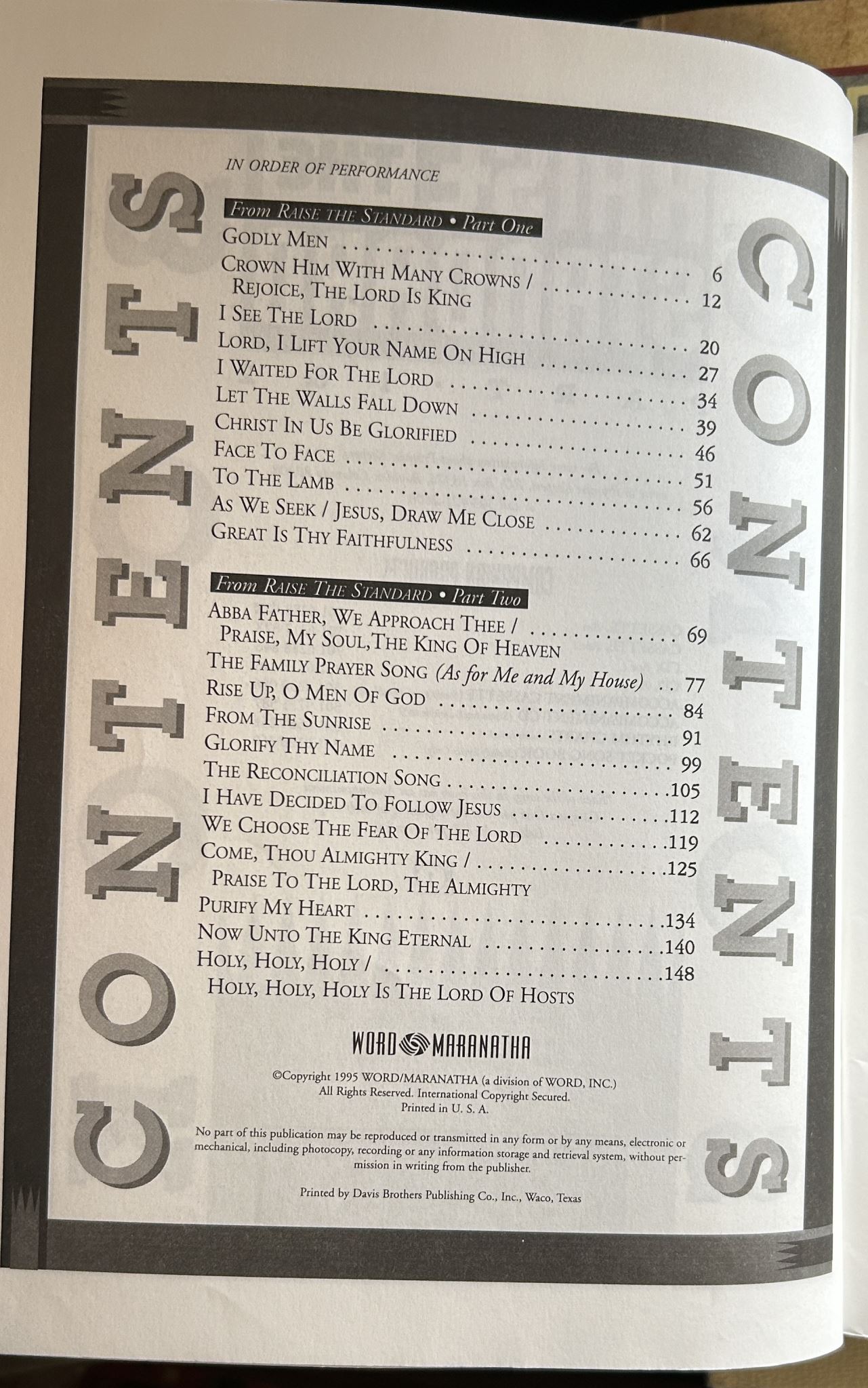 Promise Keepers Song Book Raise The Standard Part 1 & 2