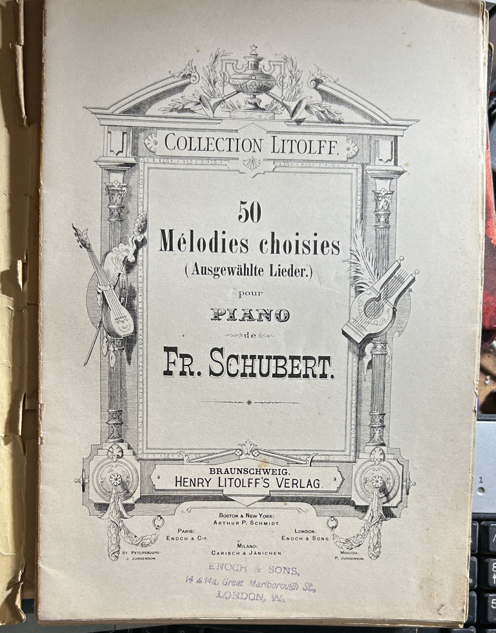 Schubert 50 Melodies Choisies Piano Solo Collection Litolff No 140